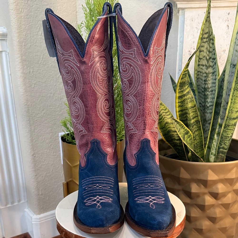 Texas Country Coastal Cowgirl Snip Toe Two-Tone Design Ladies Boots Size 6 - Picture 12 of 15
